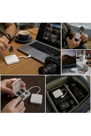 Buffer Usb Ve Type-c Uyumlu Çok Fonksiyonlu Sd Tf Kart Okuyucu, Usb 3.0 5gbps Yüksek Hızlı Veri Aktarım Adaptör