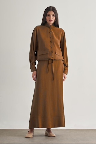 Taba Mizalle Modal Karışımlı Camel Maksi Evaze Etek CAMEL