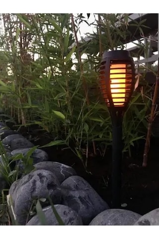 Solar Alev Efektli Bahçe Lambası Beyaz