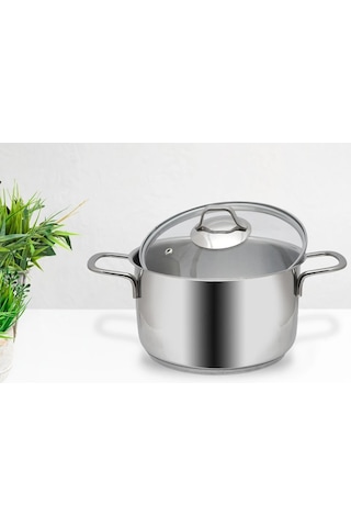 Gülsan Mega İnox 18cm Derin Tencere Cam Kapak Inox