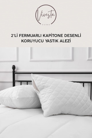 Ter Geçirmez Koruyucu Yastık Alezi 2 Li Beyaz