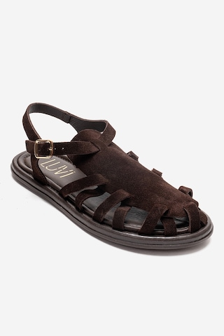 Luvishoes Alone Kahverengi Süet Hakiki Deri Kadın Sandalet