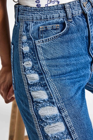 it's basic Kadın Mavi T-9s6-4 Flare Fit Özel Tasarım Denim Jean