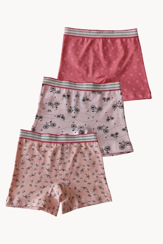 Arma Yıldız Karışık Renkli Kız Çocuk Desenli Boxer 3'lü Paket Pamuklu Likralı Çok Renkli