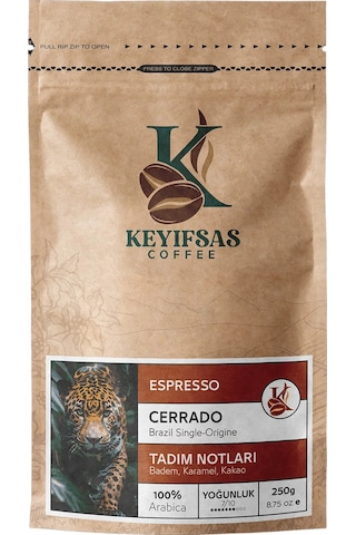 Keyifsas Coffee Brezilya Espresso Cerrado Kahvesi 250 G
