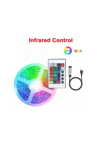 24 Tuşlu Led Şerit Işıklar, Rgb 5050 Lamba Uzaktan Kumandalı Usb 5 V Yatak Odası Dekorasyon Müzik Noel Oda Ev Dekor Için Işıklar 24key-3m