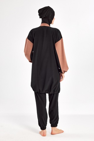 Uv Korumalı Spor Likra Tam Kapalı Tesettür Mayo 1211 Siyah10 Siyah10