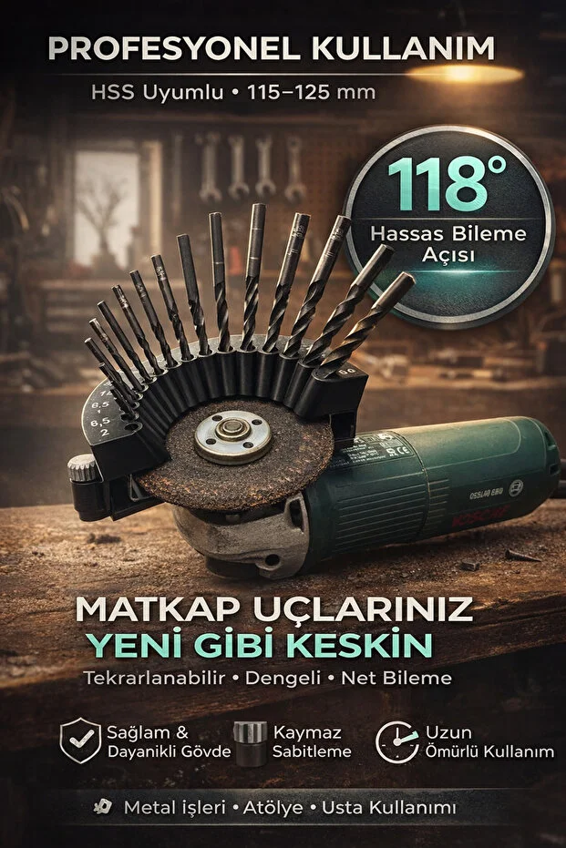 118 Matkap Ucu Bileme Aparatı Hss Uyumlu 115 125 Mm Avuç Taşlama İçin Profesyonel Hassas Bileme