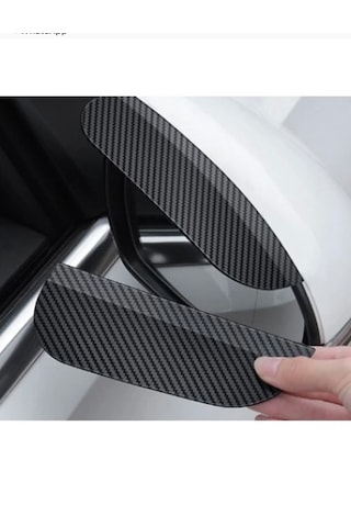 Schulzz Carboncar Oto Abs Plastik Klips Geçmeli Karbon Görünüm Yağmur Koruyucu Yan Ayna Siperlik 2 Adet