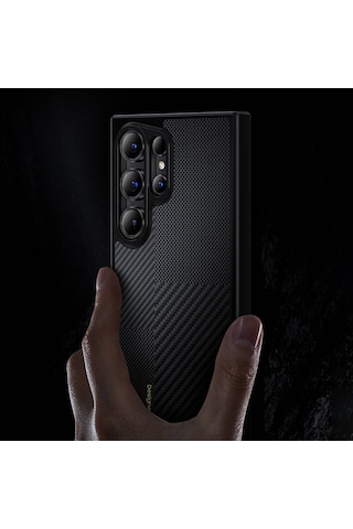 Galaxy S25 Plus Kılıf M-safe Şarj Uyumlu Karbon Fiber Benks Montage Hybrid Armorpro Kevlar Siyah