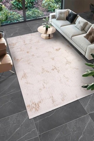 Akıla Krem Kahve Salon Oturma Odası Koridor Halısı Robot Süpürge Uyumlu Kolay Temizlenebilir Polyester İnce Dokulu Modern Hali