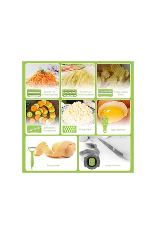 Kablı Sebze Doğrayıcı Çok Fonksiyonlu 11'ı 1 Arada Gri Gri