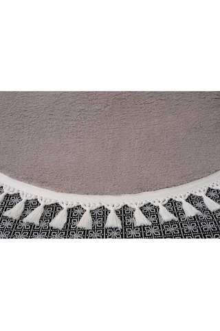 Vl Oval Comfort Ponpon Saçaklı Peluş Post Yolluk Kahverengi Oval Kahverengi Ponpon Saçak