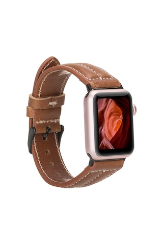 Apple Uyumlu Watch Uyumlu Deri Kordon 42-44-45mm Nm3-as2 Taba