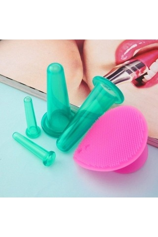 Bloomnest Ma 5 Adet Silikon Yüz Göz Çukurluğu Kavanoz Yüz Masaj Bardak Fırça İle Temizleme, Çok Renkli Çok Renkli