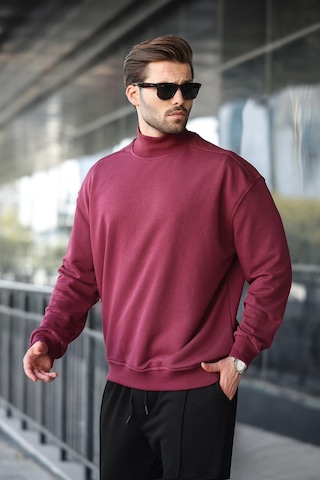 Madmext Bordo Yarım Balıkçı Yaka Erkek Basic Sweatshirt E7158 Bordo