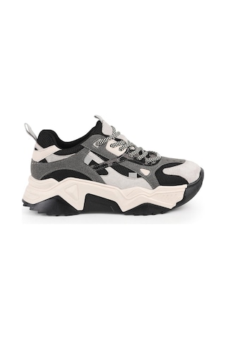 Libero L083.65137 Gri Hakiki Deri Kadın Sneaker Yüksek Tabanlı Rahat Spor Ayakkabı Buz Siyah