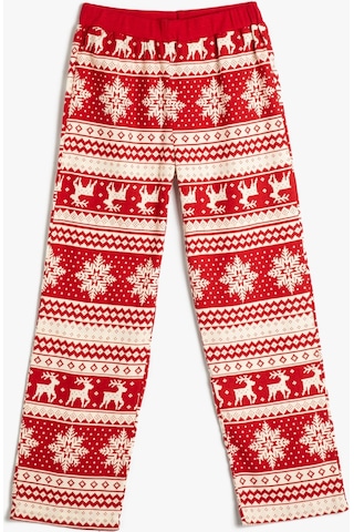 Koton Yılbaşı Temalı Pijama Altı Düz Paça Beli Lastikli Bordo 4wlk50009mw 4WLK50009MW459 Bordo