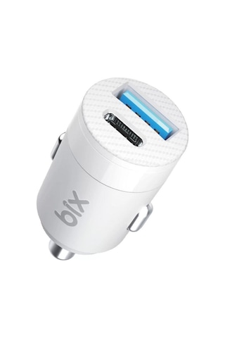 Bix 65w Type-c Pd 3.0 Ve Usb-a Çift Portlu Araç İçi Hızlı Şarj Cihazı Beyaz