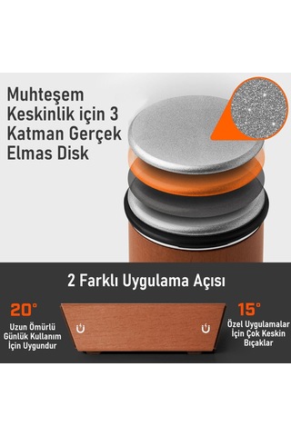 Valkyrie Profesyonel Roller Bıçak Biley Seti - Kolaylıkla Tecrübe Gerektirmeyen Muhteşem Keskinlik 15 Ve 20 Derece Bıçak Bileği