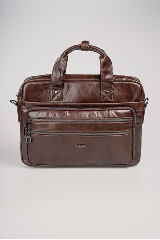 Ççs 71474 Hakiki Deri Evrak Çantası Kahve