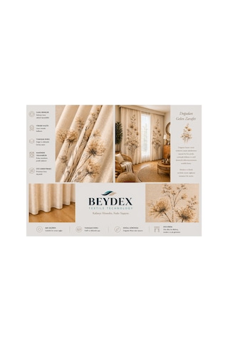 2 Adet 140x260 Cm Ölçüsünde Şık Dekoratif Fon Perde Koleksiyon Çok Renkli Bej