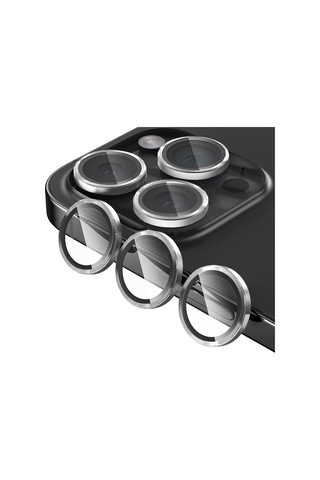 Buff Iphone Uyumlu 15 Pro Max / 15 Pro Uyumlu Kamera Metal Lens Koruyucu Gümüş