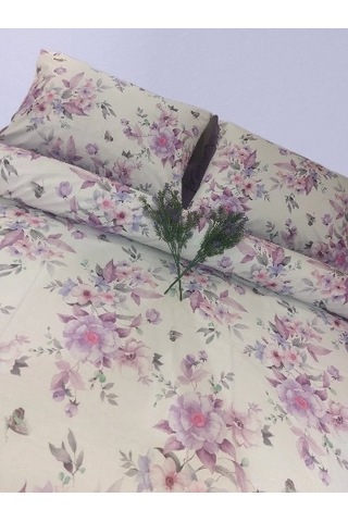 Çift Kişilik Lila Çiçek Desenli 160 220 Nevresim Takımı LILA