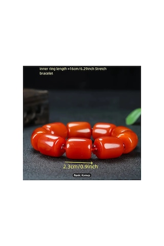 Zhous Ziquexsite Vintage Esintili Kırmızı Kehribar Boncuklu Bileklik Elastik Kordonlu Kırmızı