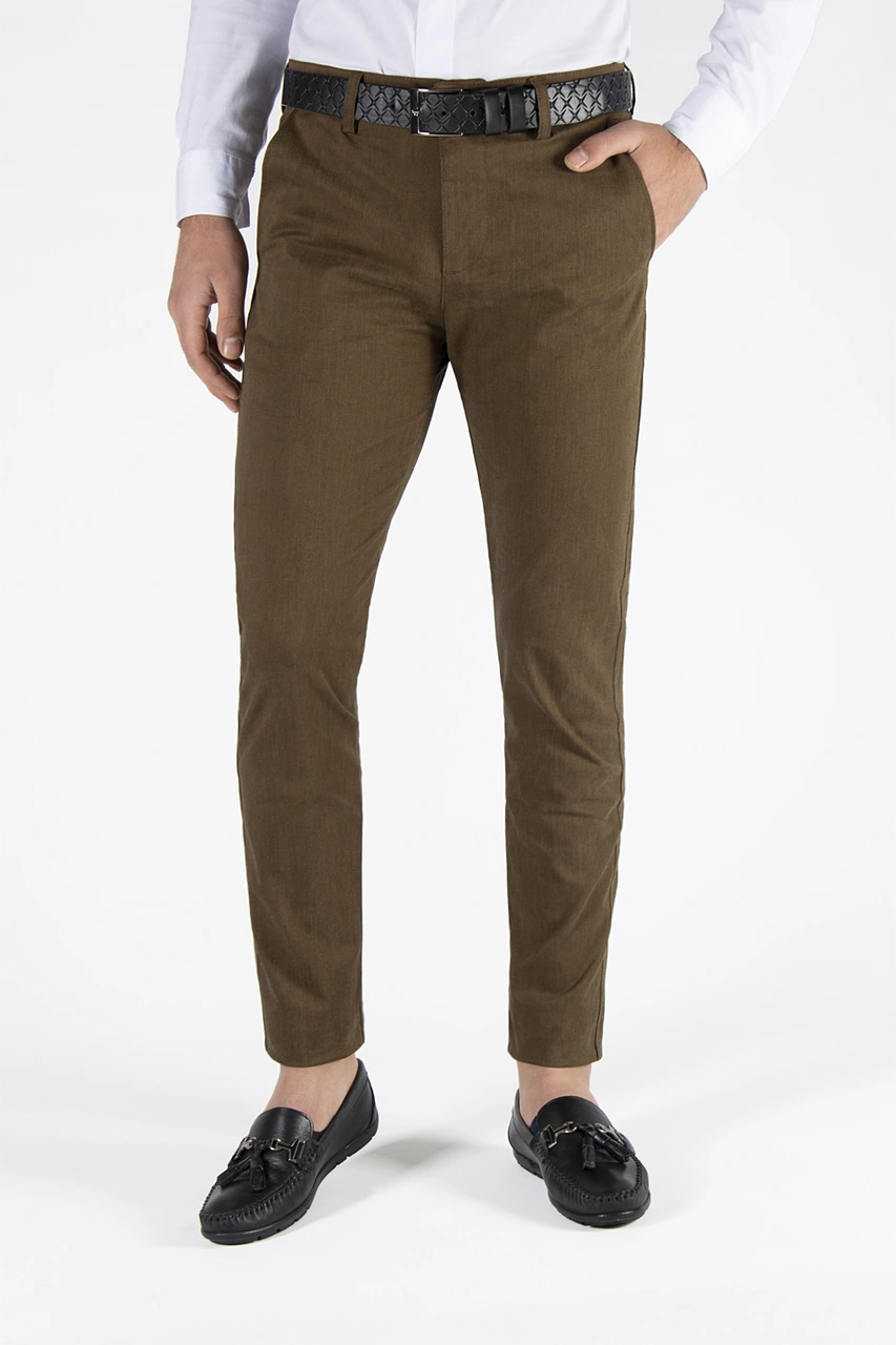 Veaven Erkek Kahve Slim Fit Düz Model İtalyan Kesim Keten Pantolon Çok Renkli15