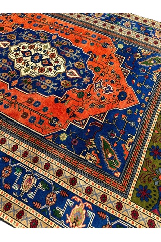 El Dokuma Sıfır Taşpınar 198x320 Kök Boya 6 M2 Yün Salon Halısı Turuncu