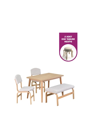 Vilinze Ege Sandalye Ve Bank Avanos Ahşap Mdf Mutfak Masası Takımı - 70x120 Cmtk-avns-70120-nn-ege19n-peri40n-sbeyaz Kırık Beyaz