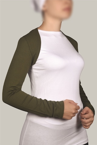 Altobeh Uzun Kollu Kadın Tesettür İçe Giyilen Bolero - Haki Çok Renkli