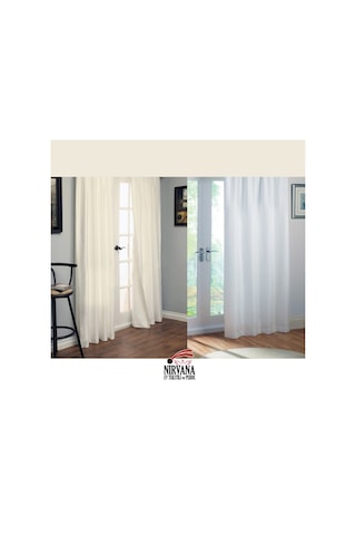 Nirvana Lüx Kaliteli Saten Güneşlik Perde Beyaz-Krem -Süper Fiyat Krem