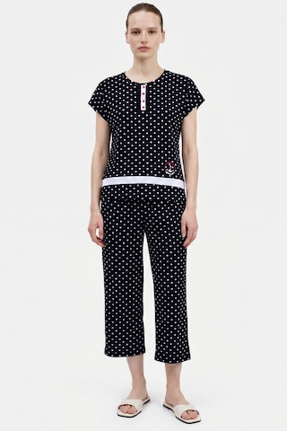 Sementa Puantiyeli Kapri Pijama Takım - Siyah