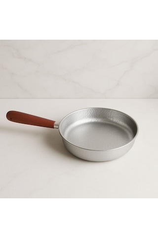 Qerhome Ahşap Saplı Gümüş Paslanmaz Çelik Sos Yumurta Tavası 16 Cm Gümüş