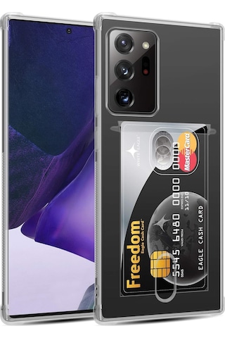 Kvy Samsung Galaxy Uyumlu Note 20 Ultra Kamera Korumalı Kartlıklı Setra Şeffaf Silikon Kılıf