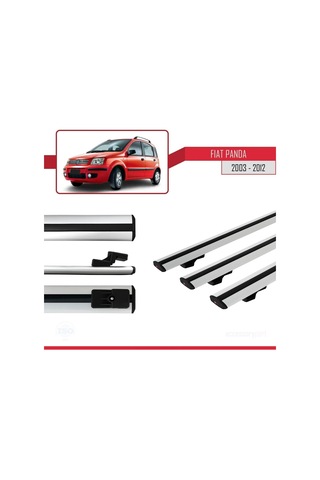 Fiat Panda 2003-2012 Arası İle Uyumlu Basic Model Ara Atkı Tavan Barı Gri 3 Adet