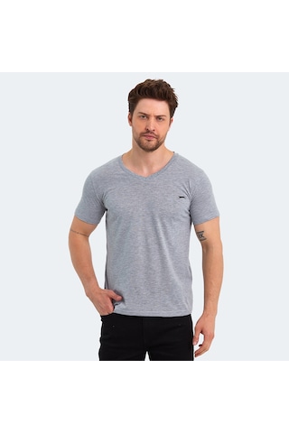 Slazenger SARGON KTN Erkek V Yaka Gri Tişört