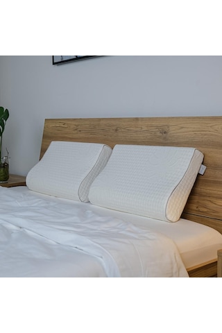 Ortopedik Visco Yastık Boyun Destekli Yastık Aylona Doğal Viskon Kılıflı Visko Yastık 55x35x11-7 Cm Genel