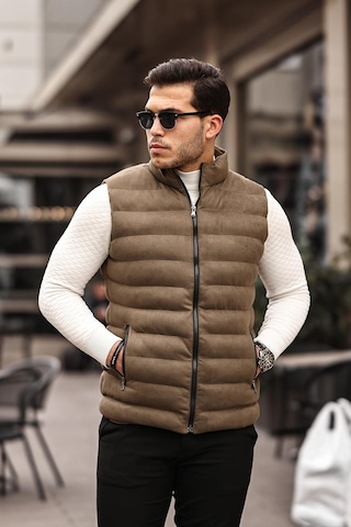 Mero Life Erkek Haki Nubuk Süet Şişme Yelek