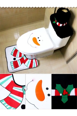 Fortunelane Noel Banyo Seti: Bodrum Battaniyesi + Tuvalet Kapağı Kılıfı + Tank Bezi - Yumuşak Kumaş, Kaymaz, Yeniden Kullanılabi Diğer