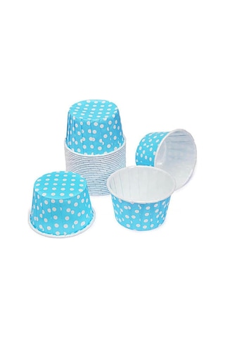Trend Hediye Sepeti 50'li Açık Mavi Puantiyeli Muffin Kek Kalıbı, Kek Kapsülü Cupcake Kalıbı, Airfryer Uyumlu Sku: Smg8690010534217 Açık Gri