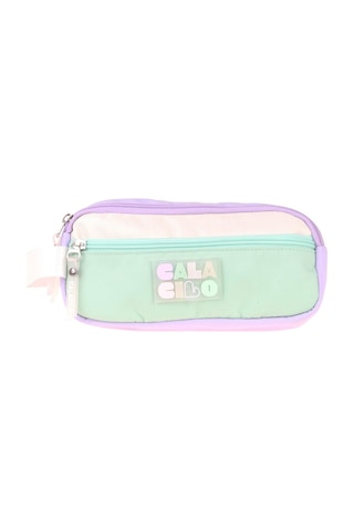 Calacilo Rainbow Lila Yeşil Renkli Kız Çocuk Üç Gözlü Kalem Çantası - Lila - Yeşil - C4091