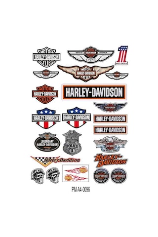 Motosiklet Harley Davıdson Tasarım A4 Çoklu Sticker Seti Diğer