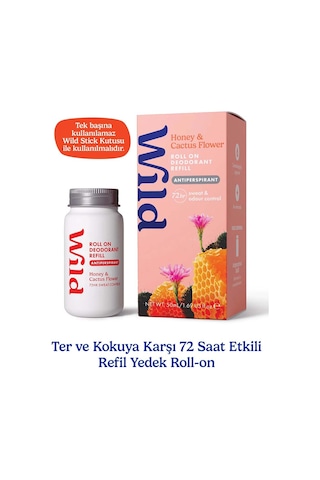 Wild Antiperspirant Roll On Honey & Cactus Flower Refill Deodorant Yedek Dolum