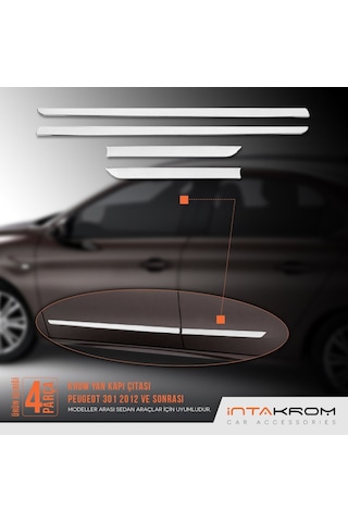 Peugeot 301 Krom Yan Kapı Çıtası 4 Parça Paslanmaz Çelik 2012 Ve