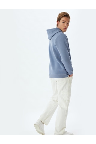 Koton Kapşonlu Sweatshirt Basic Pamuk Karışımlı Mavi 5wam70001mk Mavi
