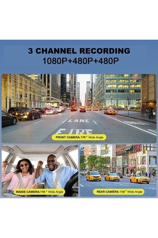 Tenfowee "3 Kameralı 1080p Araç Kamerası: Gece Görüşlü, Hareket Algılamalı, Döngü Kayıtlı"