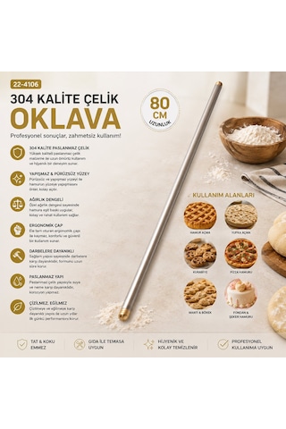 Krt-1143 Solingen-304 Çelik Lux Metal Oklava - 80 Cm- 6'li Paket Diğer